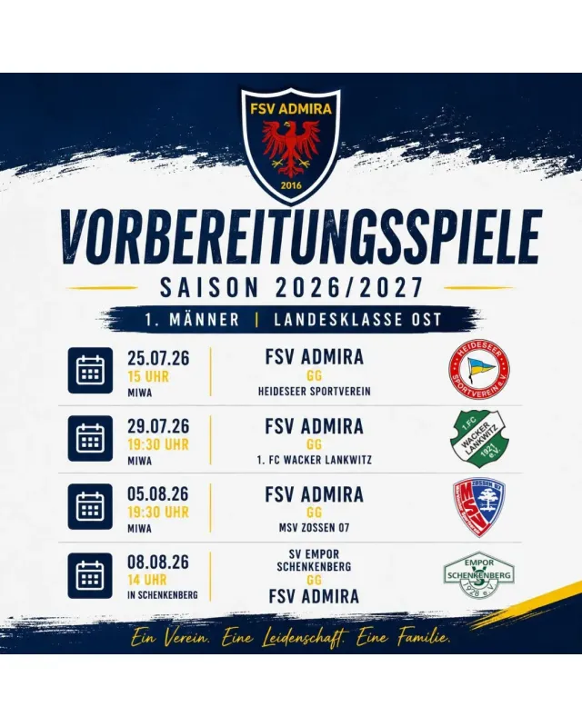 Vorbereitung steht – die Testspiele sind terminiert! 💙🤍💛