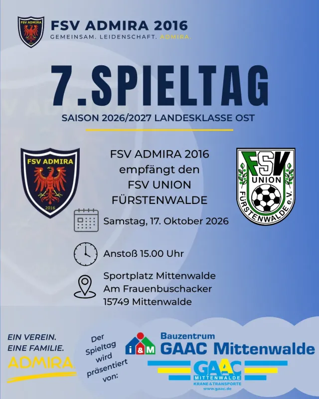 7. SPIELTAG – LANDESKLASSE OST! ⚽️