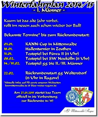 Winterfahrplan 2014/15 - I. Männer