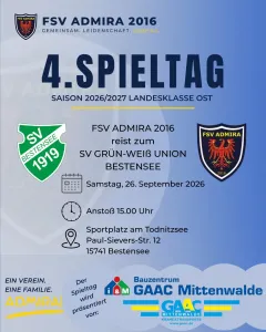 4. SPIELTAG – LANDESKLASSE OST! ⚽️