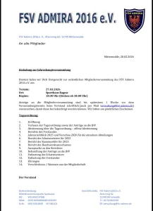 Einladung zur Jahreshauptversammlung 2026